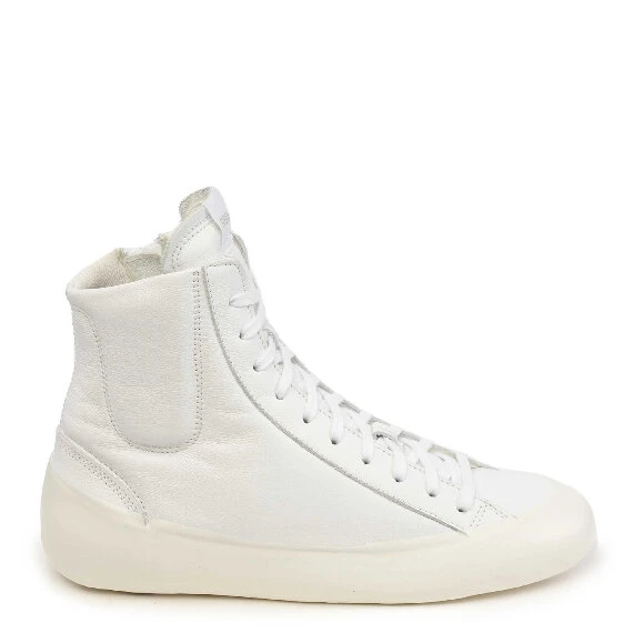 Men's all-white leather ankle boots