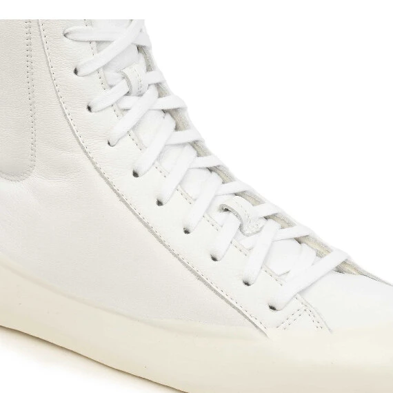 Men's all-white leather ankle boots