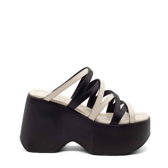 Yoko criss-cross slip-ons in soft black/ivory-white nappa leather