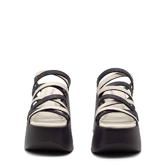 Yoko criss-cross slip-ons in soft black/ivory-white nappa leather