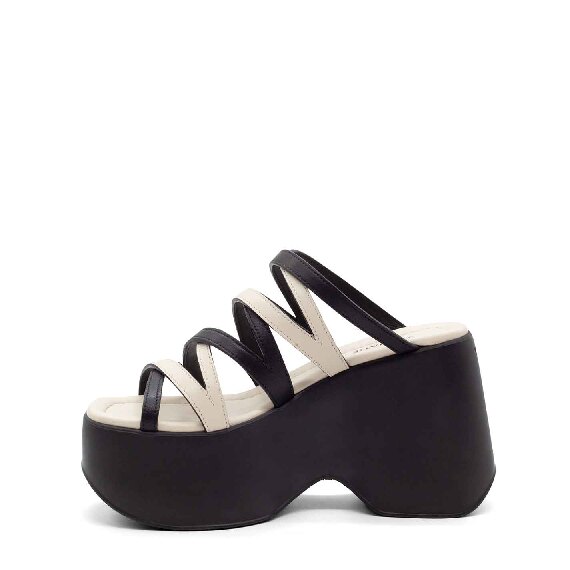 Yoko criss-cross slip-ons in soft black/ivory-white nappa leather