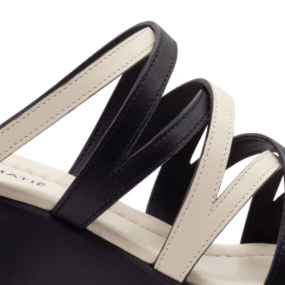 Yoko criss-cross slip-ons in soft black/ivory-white nappa leather