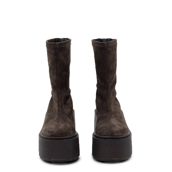 F20 Zeppa Stripy-Tronchetto zip in crosta elasticizzata testa di moro