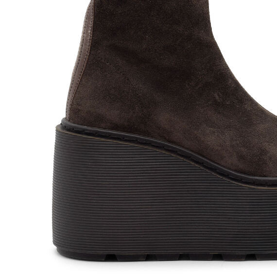 F20 Zeppa Stripy-Tronchetto zip in crosta elasticizzata testa di moro