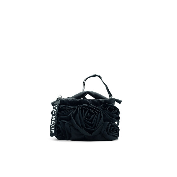 Rose Small<br />Sacca  piccola con rose sul davanti nera