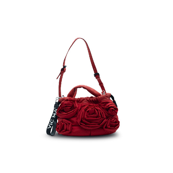 Rose Small<br />Sacca  piccola con rose sul davanti rossa
