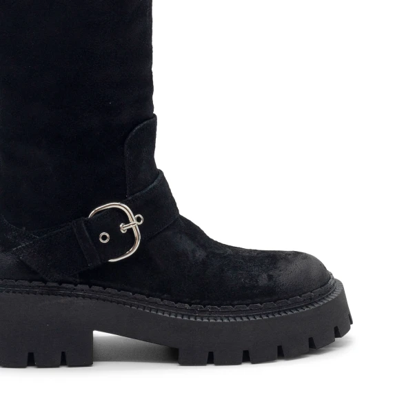 H04 Bob-Stivale biker nero in crosta di vitello vintage  
